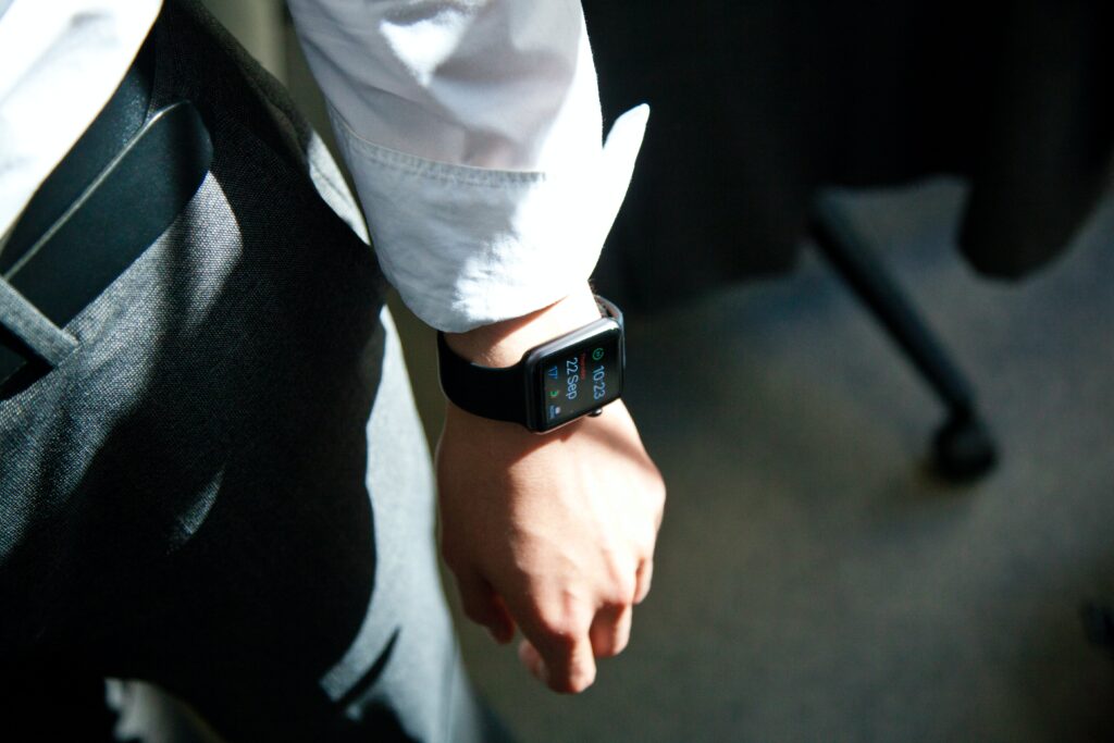 Business man wearing a smart watch