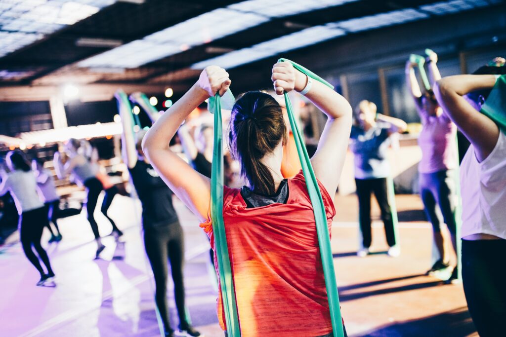 People exercising at a fitness event