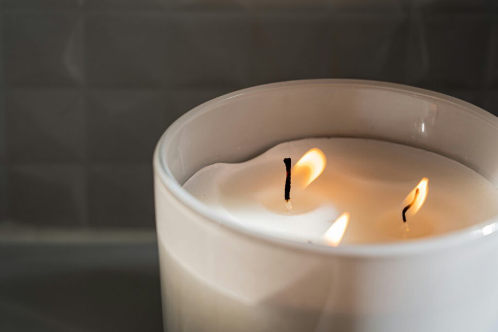 3 wick candle in a white jar