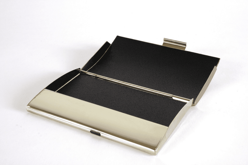 silver pocket business card holder