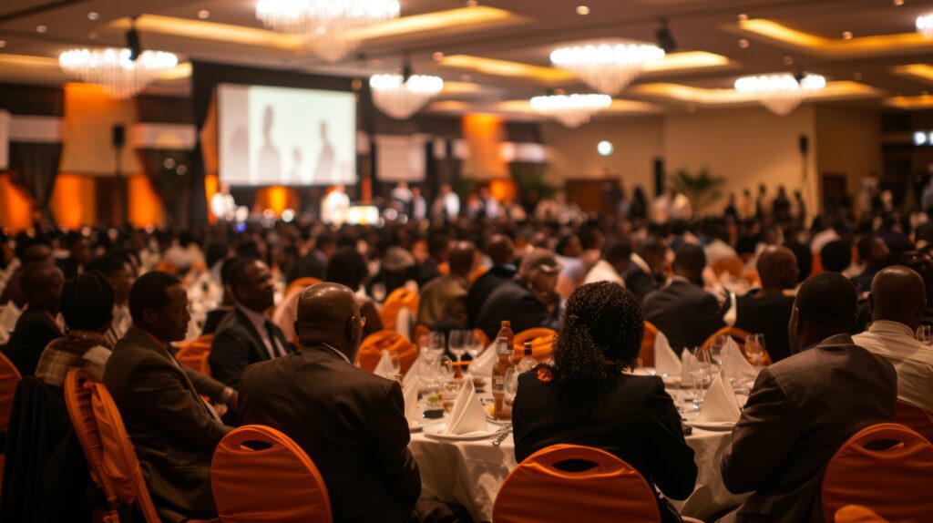 Professionals at meeting in hotel