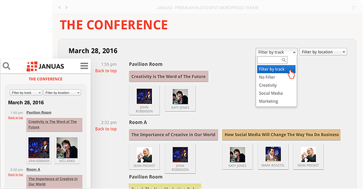 WordPress Events Theme with Schedule and Performer Management