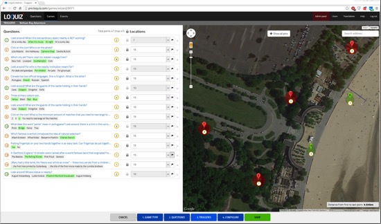 Outdoor team building scavenger hunt app Game edit with sat view Loquiz