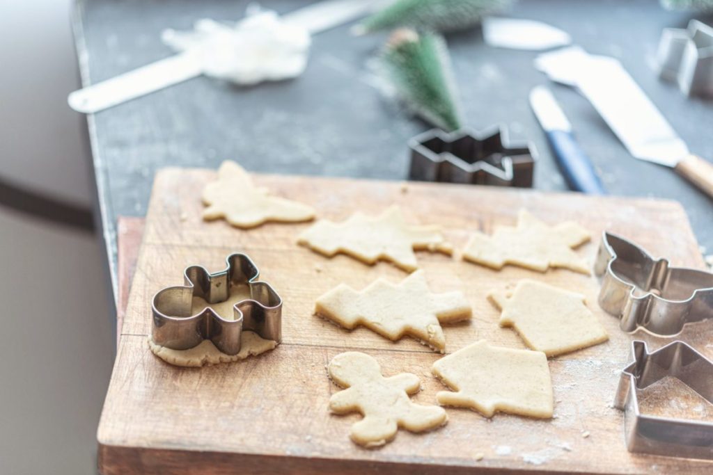 Making holiday cookies