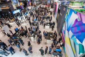 Busy trade show floor at Cebit trade show