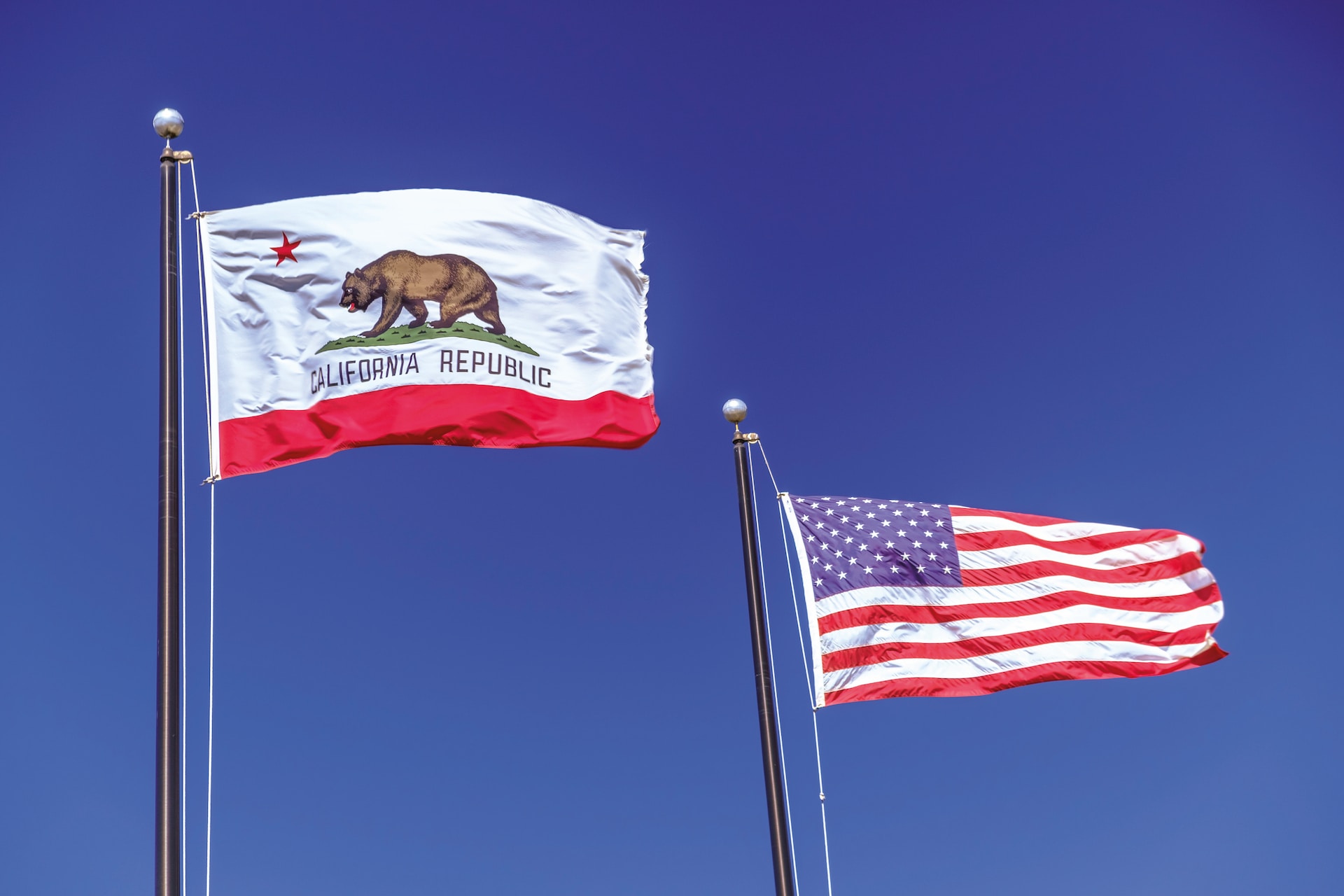 California and U.S. Flags