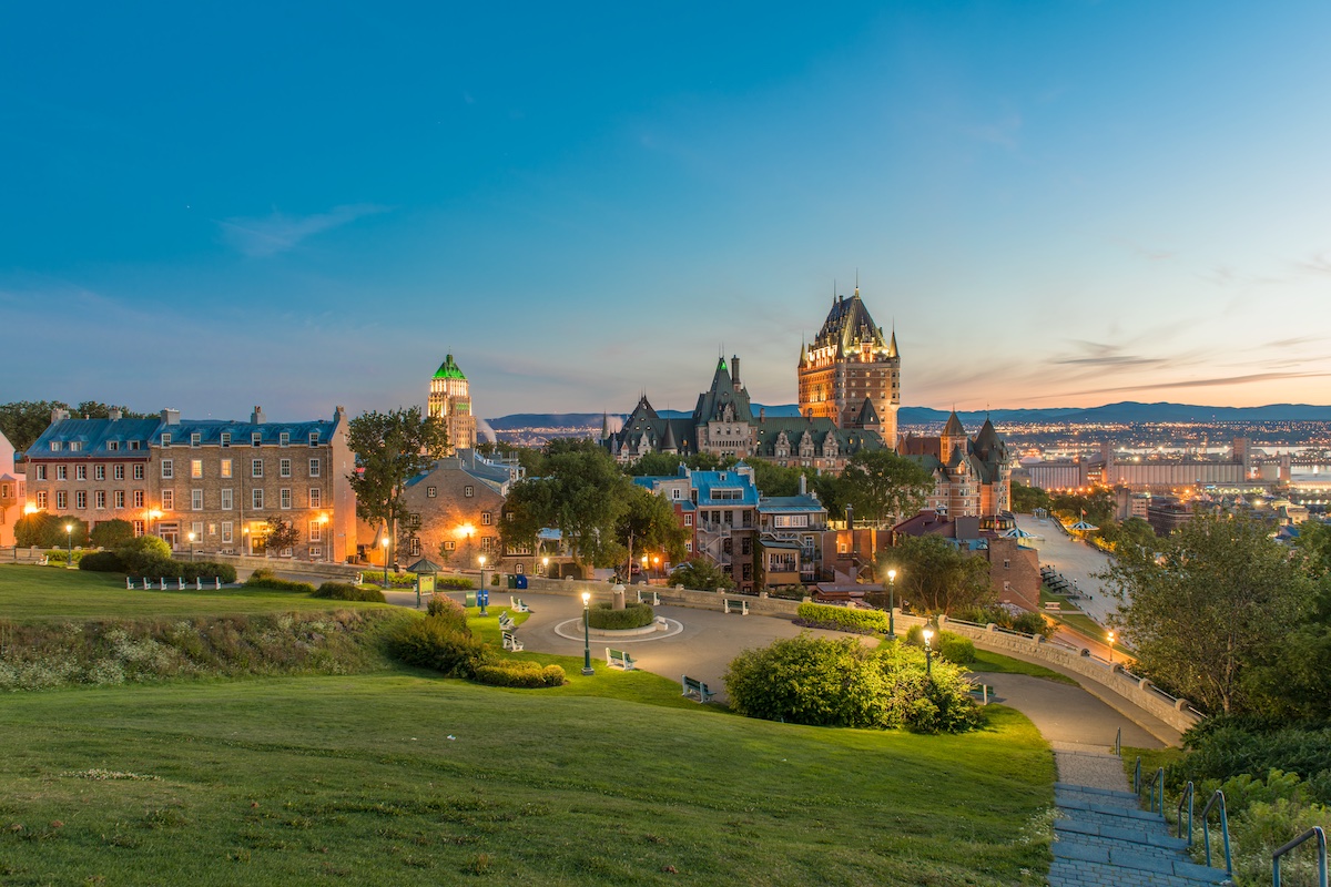 An evening view of Québec City's skyline.