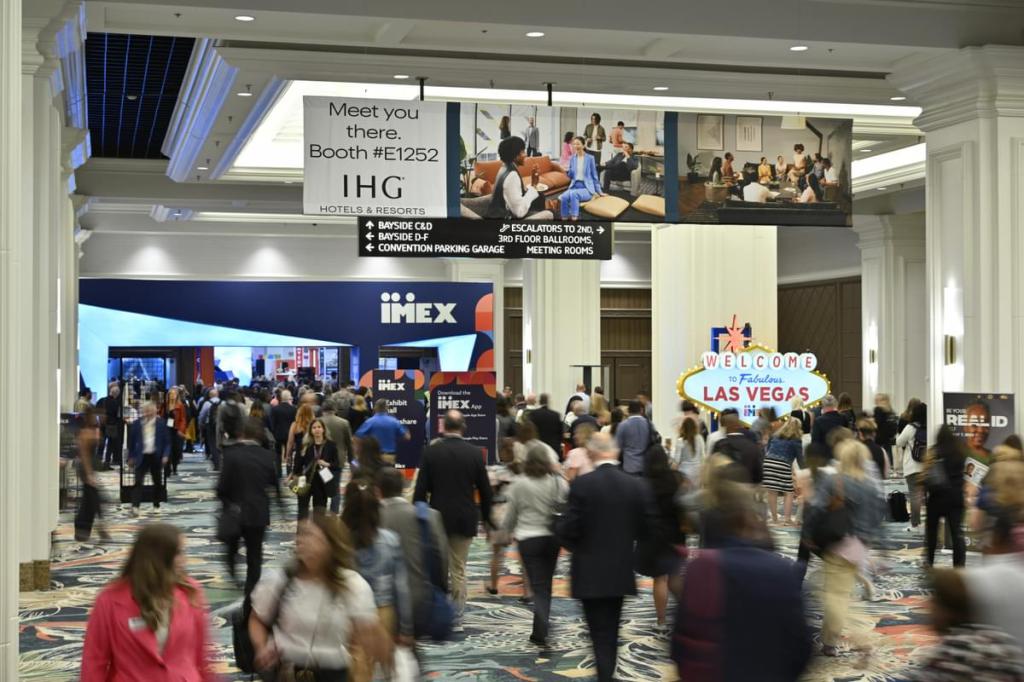 Busy entrance area of convention center