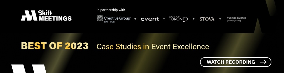Banner for the Skift Meetings Best of 2023 - Case Studies in Event Excellence virtual summit