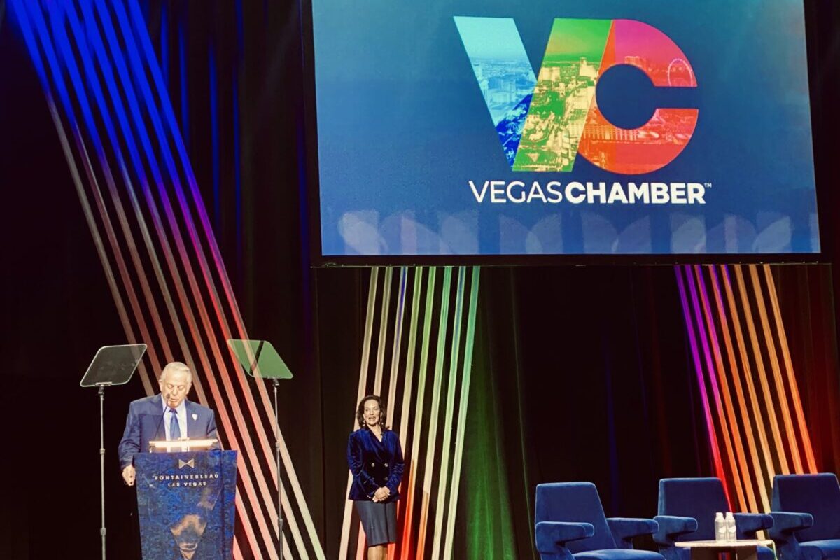 Nevada Governor Joe Lombardi addresses the crowd during Prevue Las Vegas 2024.