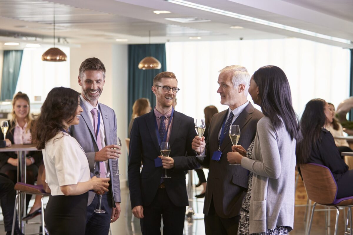 Businesspeople networking at a conference
