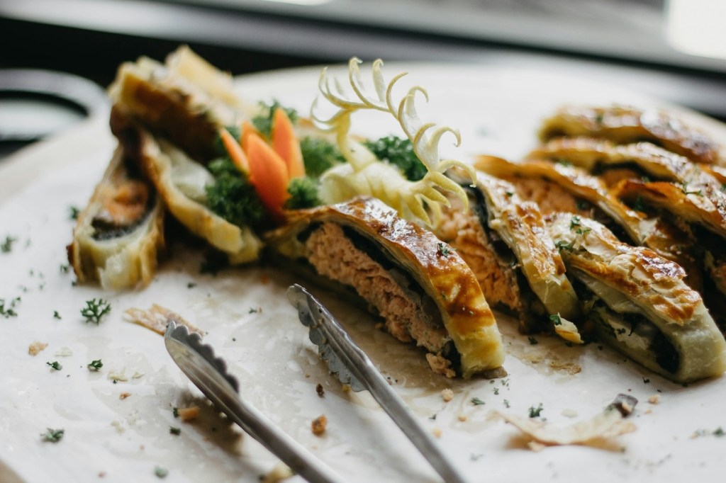 Baked food on a serving plate