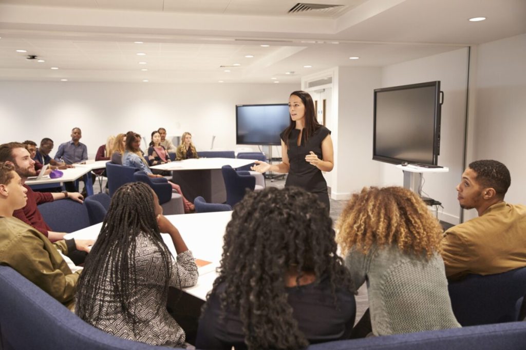 Diverse group of professionals in a meeting room