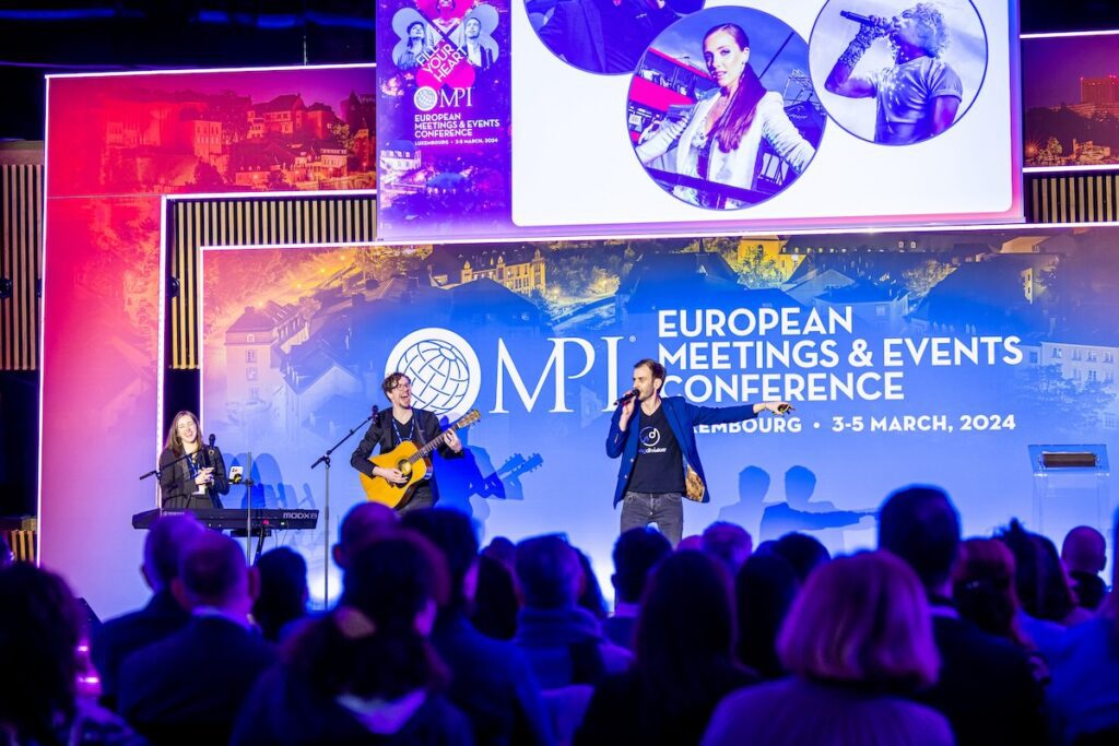SongDivision performing on stage at MPI EMEC 2024 in Luxembourg