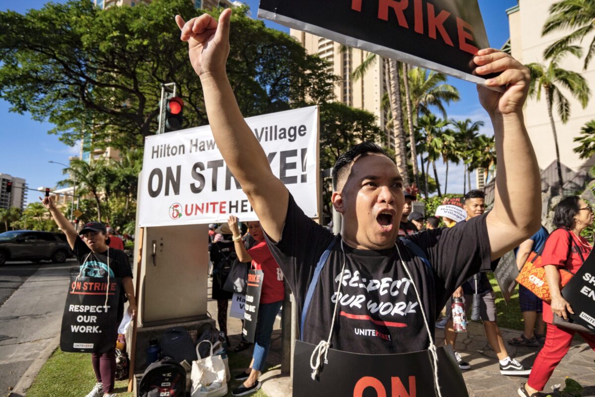 Workers on strike in Hawaii