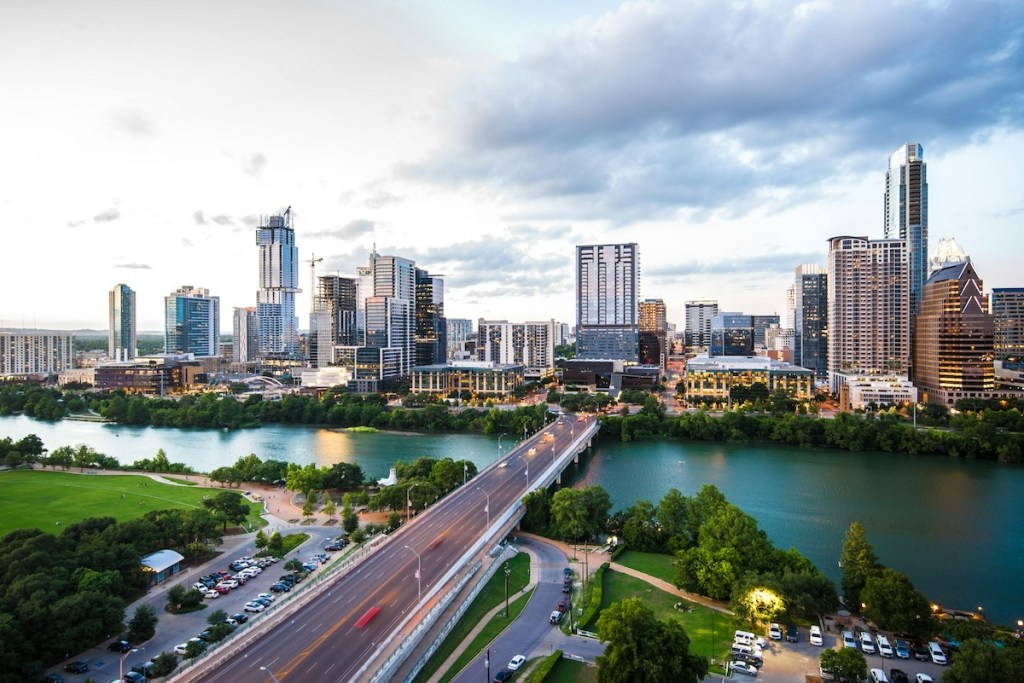 City skyline from across the river