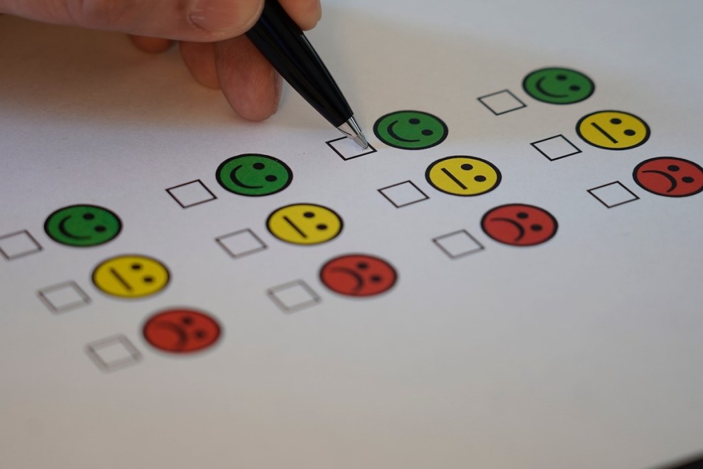 Survey evaluation form with smileys