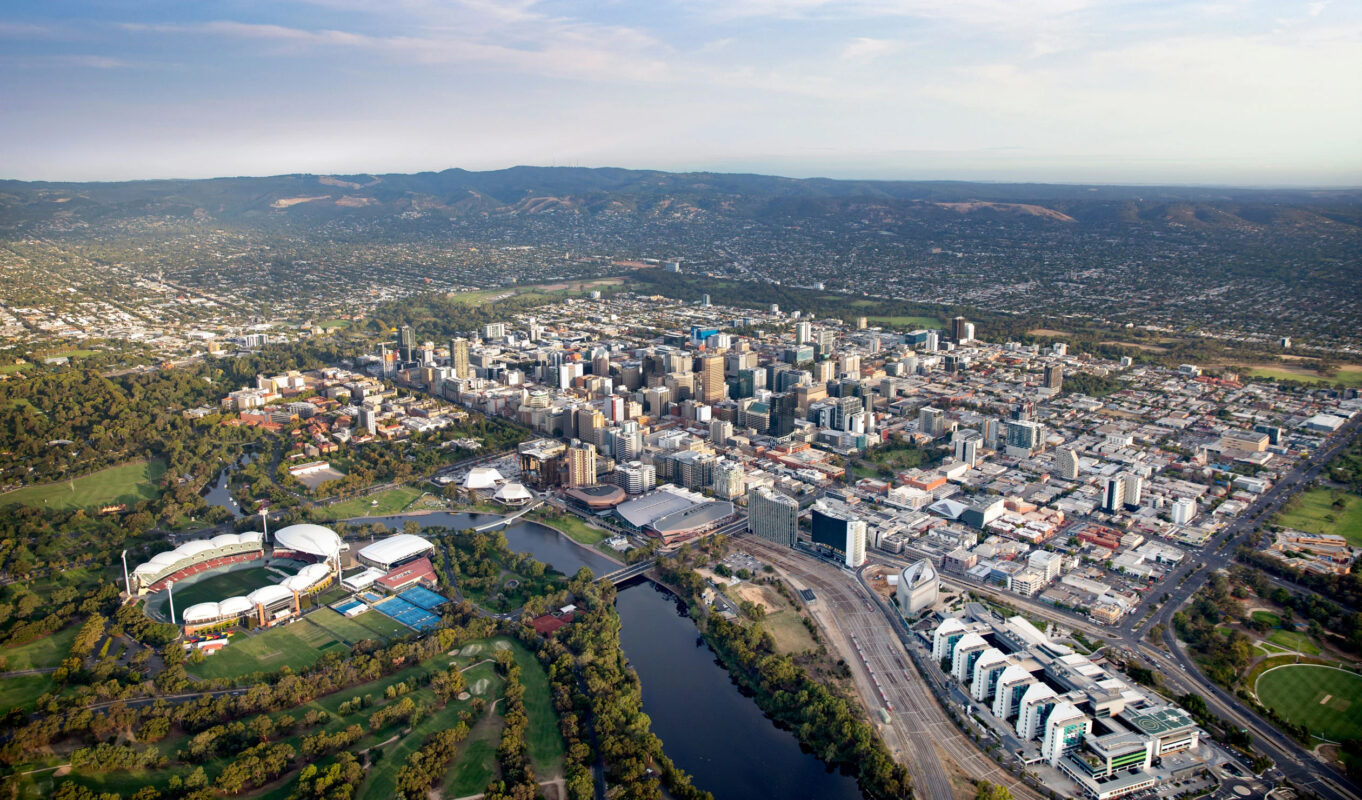 Birds-eye view of Adelaide, Australia