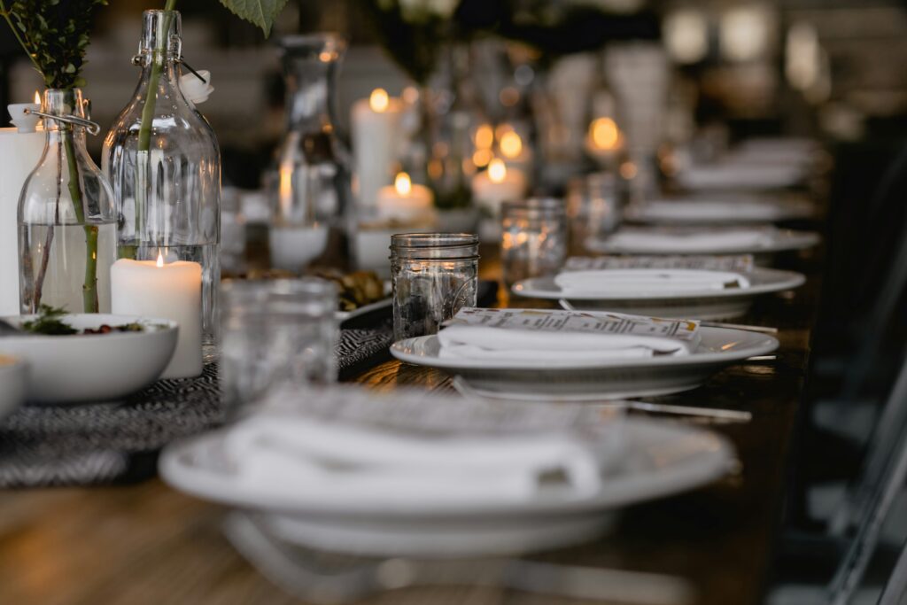 Traditional dining table at event