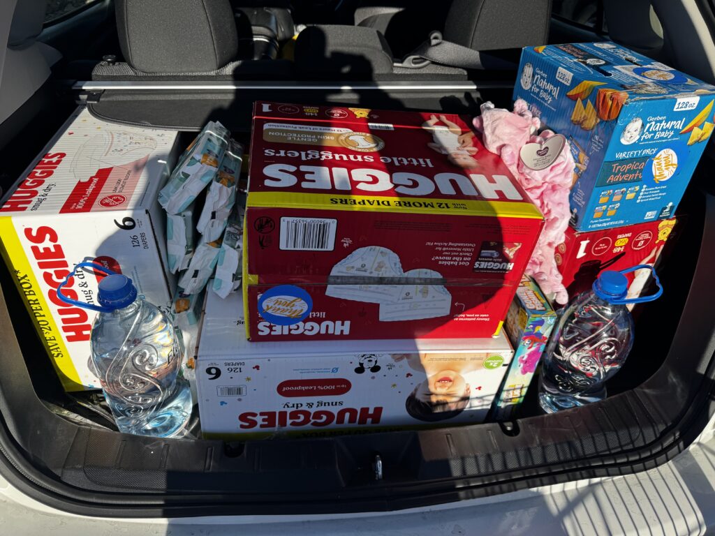 Car trunk full of supplies