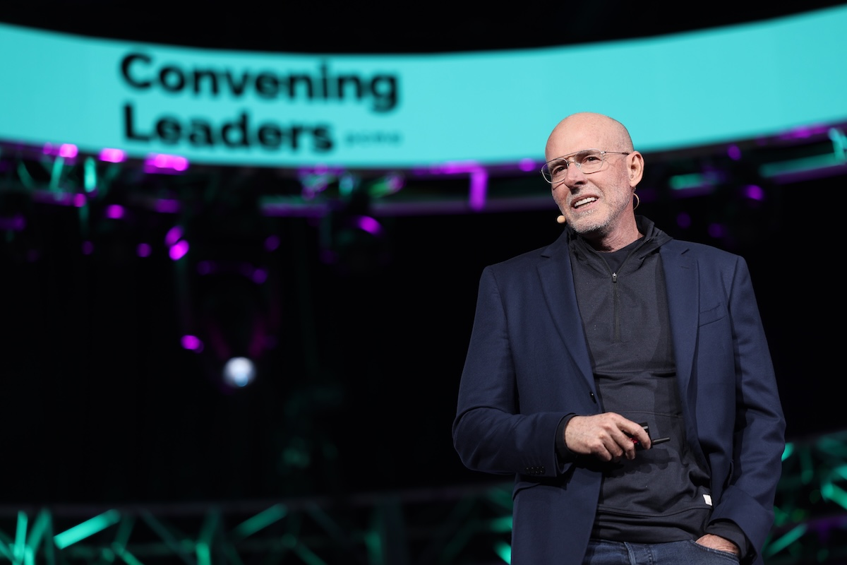 Scott Galloway on stage delivering a keynote at PCMA Convening Leaders 2025