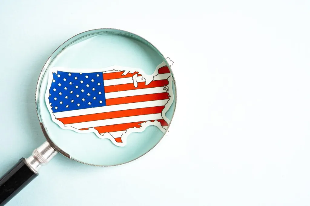 US flag in a magnifying glass