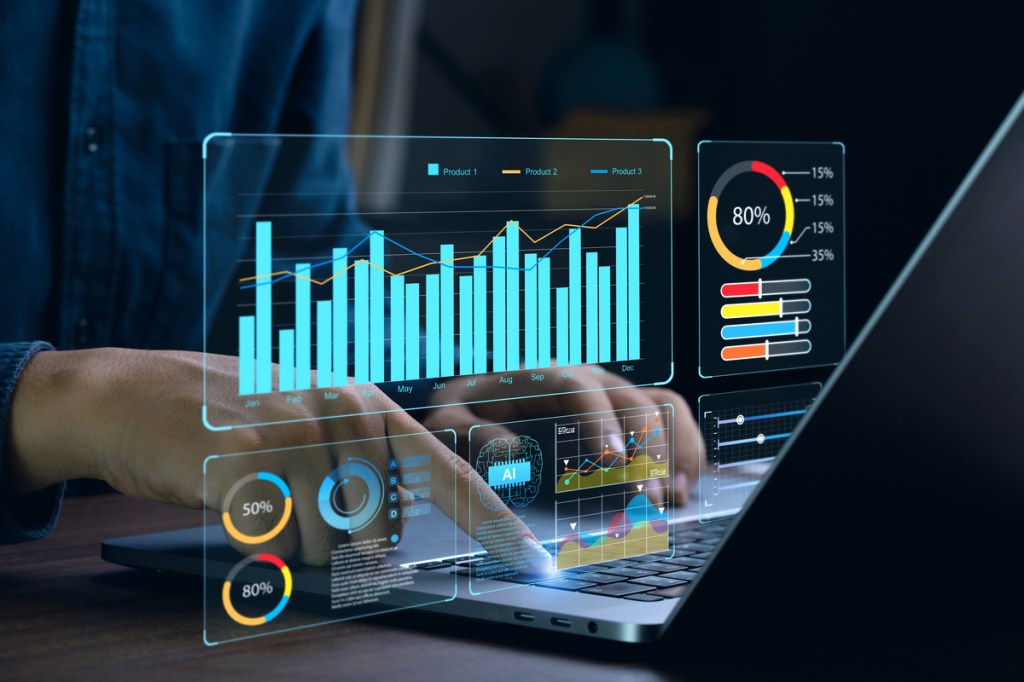 analytical dashboard representing the trends in event data and AI