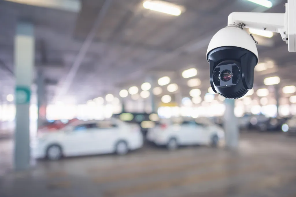 Security camera in a parking lot