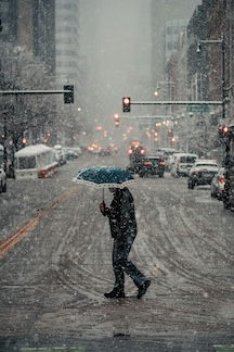 Man walking in snow