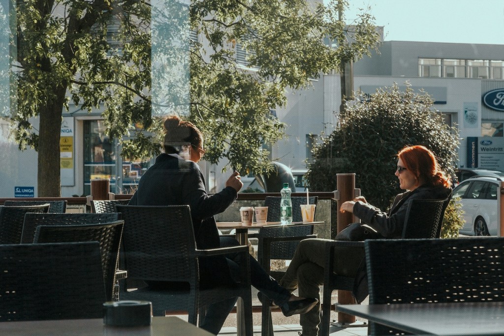 two women chatting