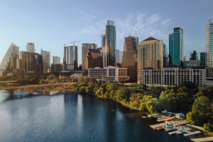 Downtown Austin skyline on a sunny day.
